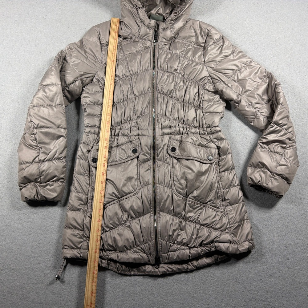 Athleta Puffer Jacket Women Small Hooded Quilted Parka Taupe Brown Core Gorpcore - Picture 3 of 10